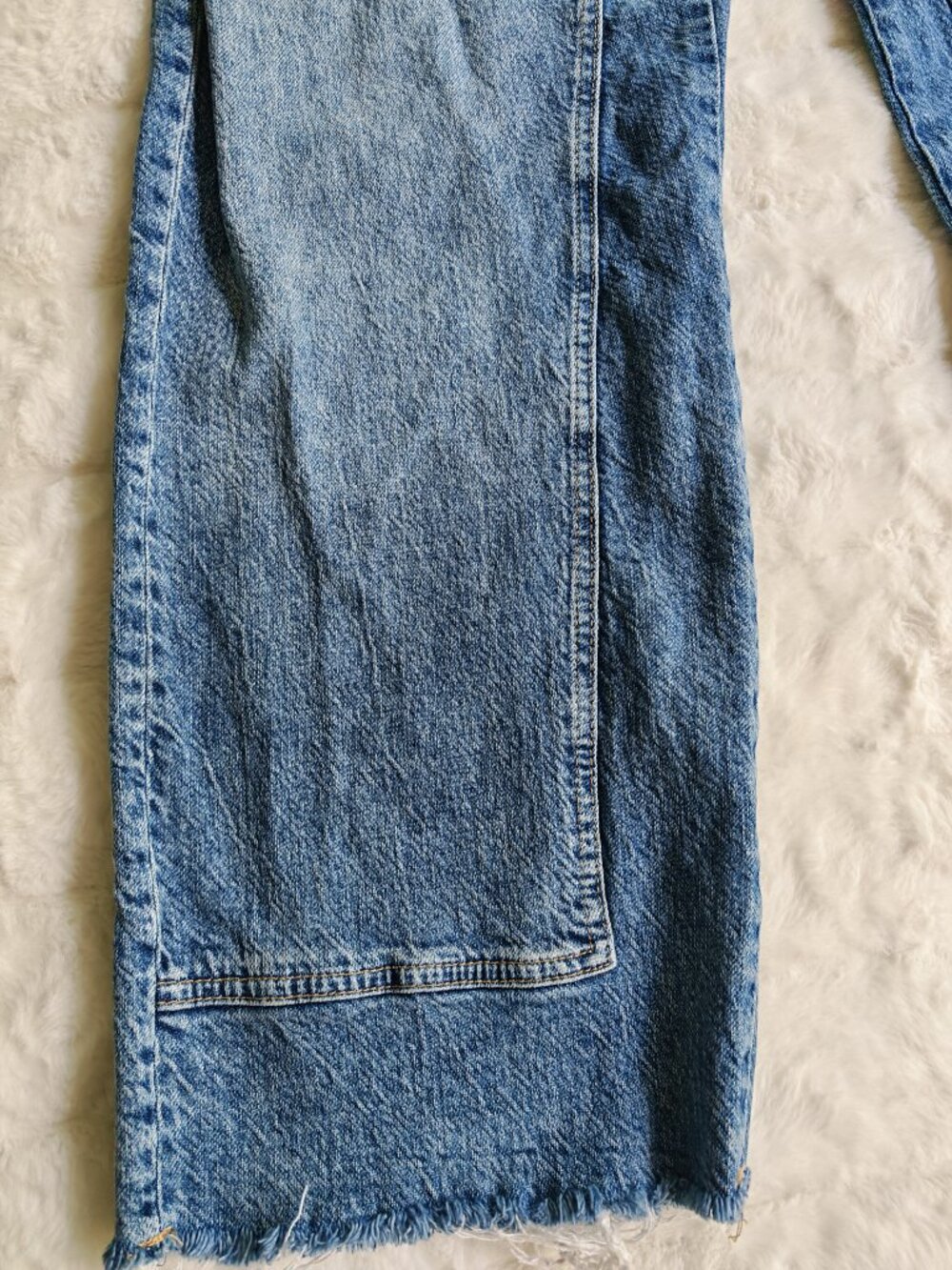 Free People We The Free Jeans 31 Wide Leg Cropped Raw Hem Distressed Boho Denim - Picture 5 of 13